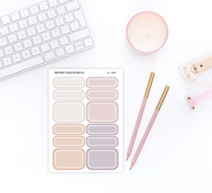 Full and quarter box planner stickers in four pastel colors 