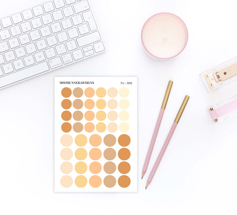 Gold Yellow Functional Pastel Color Circle Planner Stickers | Mistrunner Designs