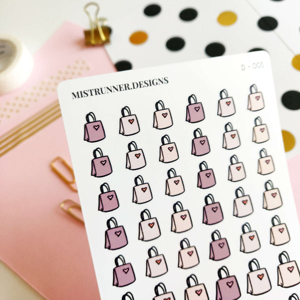 Shopping Bag Doodle Icon Planner Stickers | Mistrunner Designs