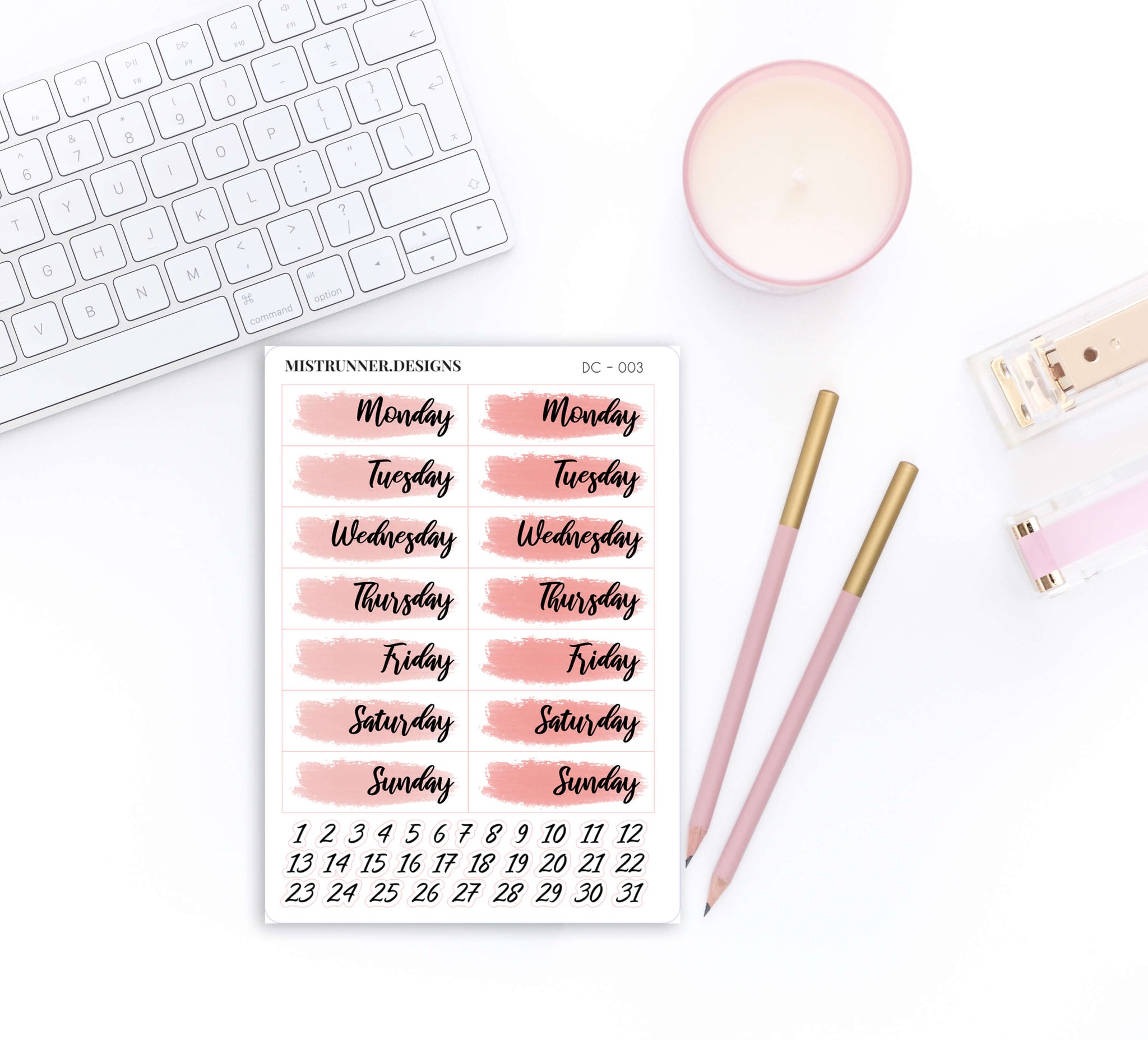 Red Watercolor Date Cover Planner Stickers | Mistrunner Designs