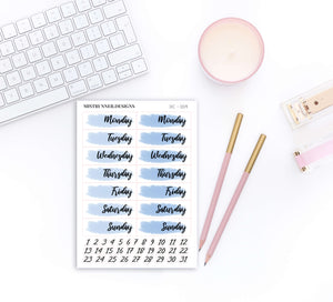Blue Watercolor Date Cover Planner Stickers | Mistrunner Designs