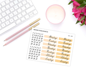 Yellow Date Cover Planner Stickers | Mistrunner Designs