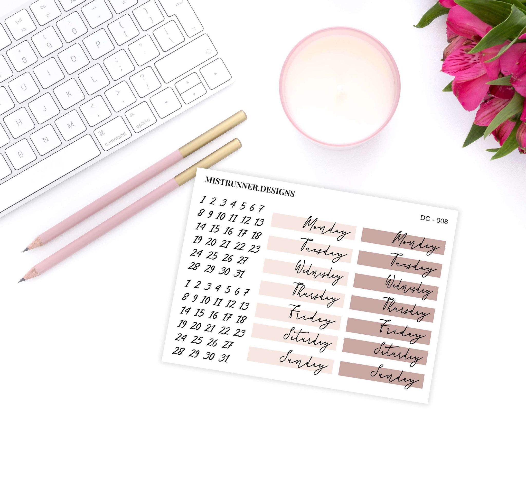Warm Brown Date Cover Planner Stickers | Mistrunner Designs