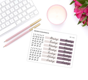 Dark Purple Date Cover Planner Stickers | Mistrunner Designs