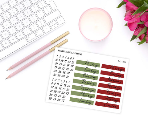 Christmas Date Cover Planner Stickers | Mistrunner Designs