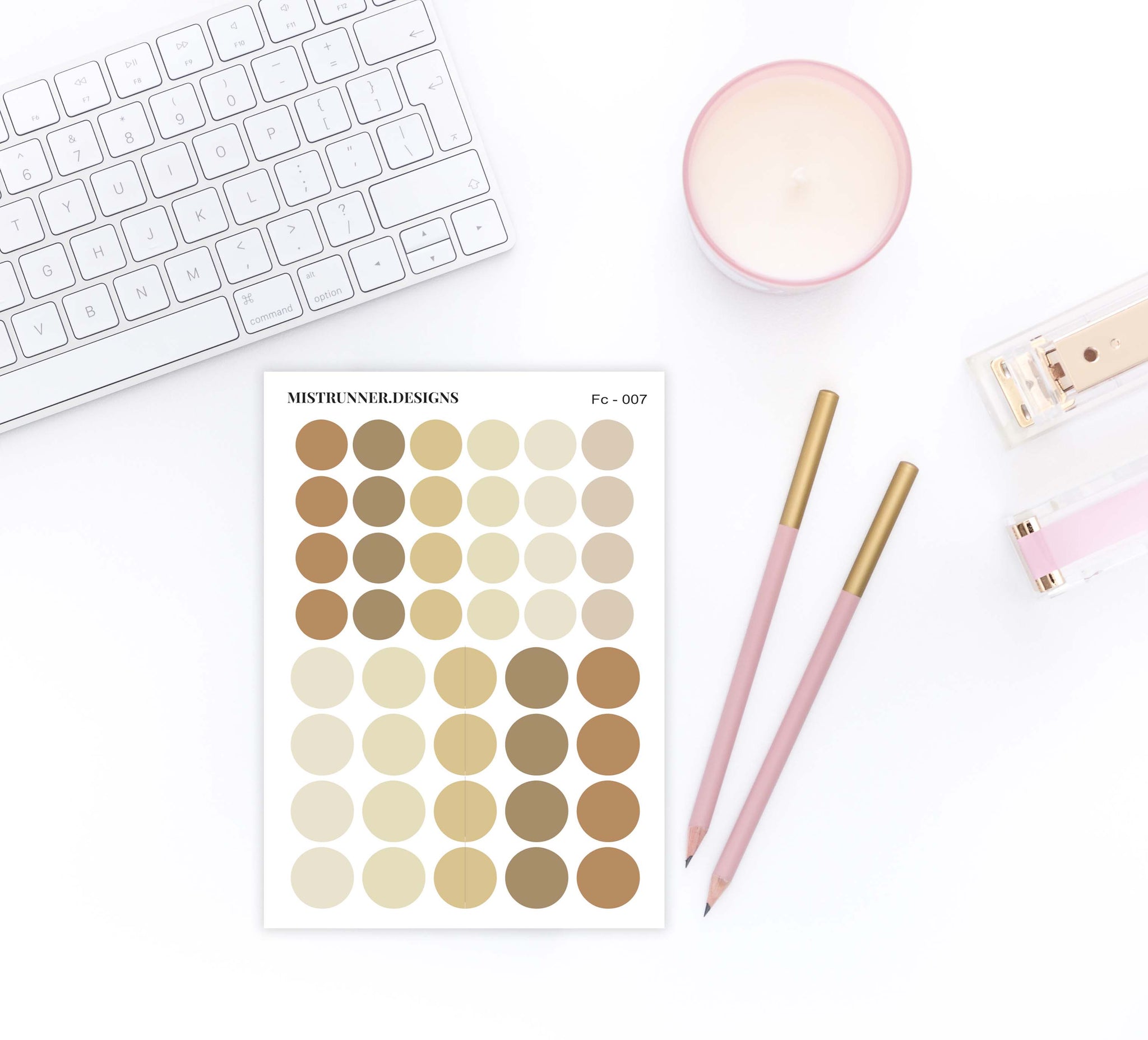 Earthy Brown Functional Pastel Color Circle Planner Stickers | Mistrunner Designs