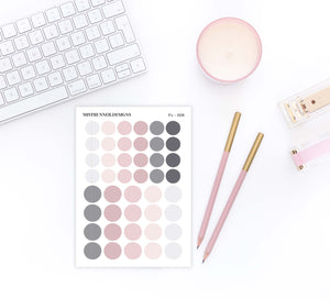 Pink Grey Functional Pastel Color Circle Planner Stickers | Mistrunner Designs