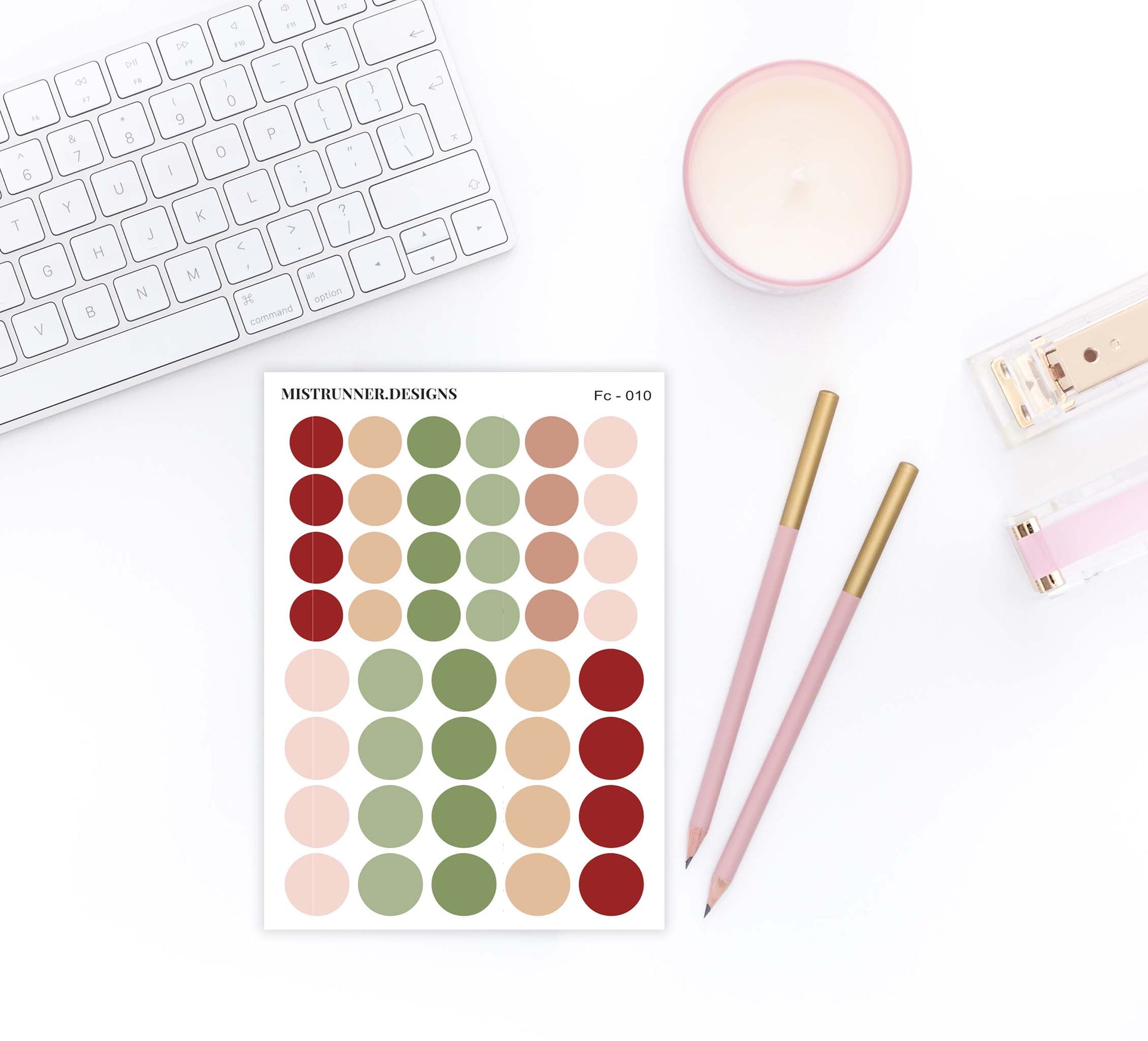 Christmas Colors Functional Pastel Color Circle Planner Stickers | Mistrunner Designs