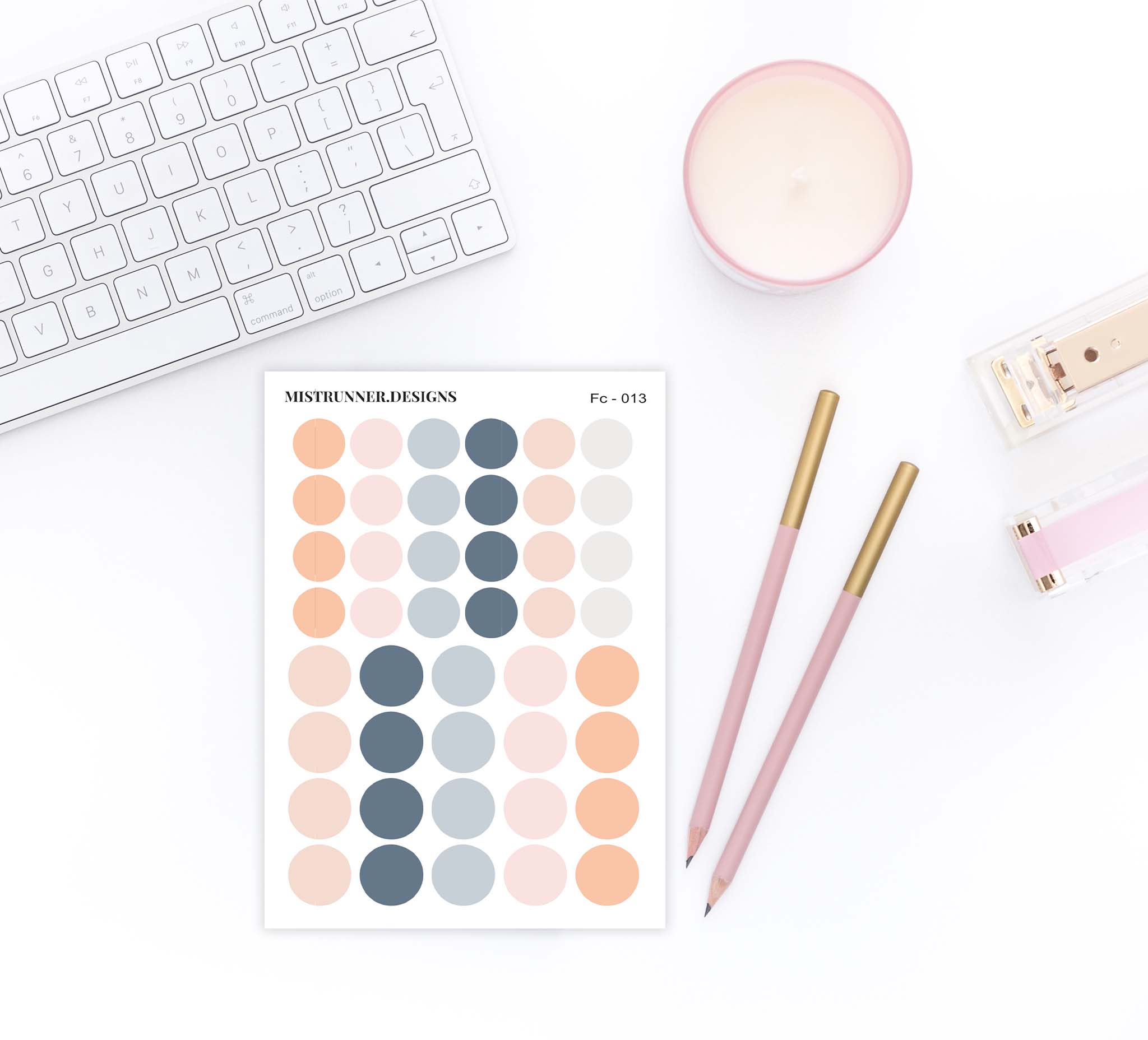 Self Care Functional Pastel Color Circle Planner Stickers from Mistrunner Designs