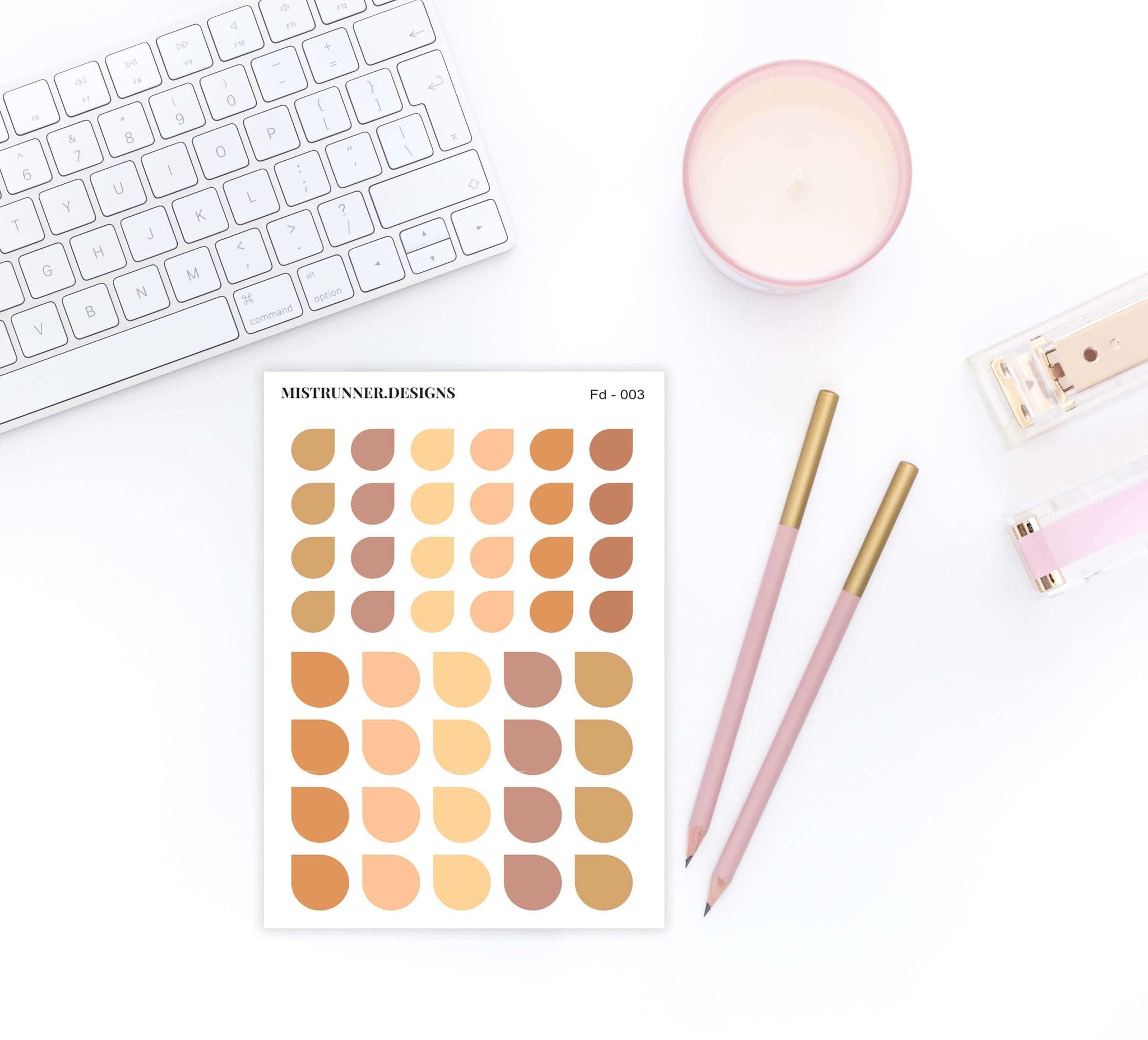 Orange Functional Pastel Color Teardrop Planner Stickers | Mistrunner Designs