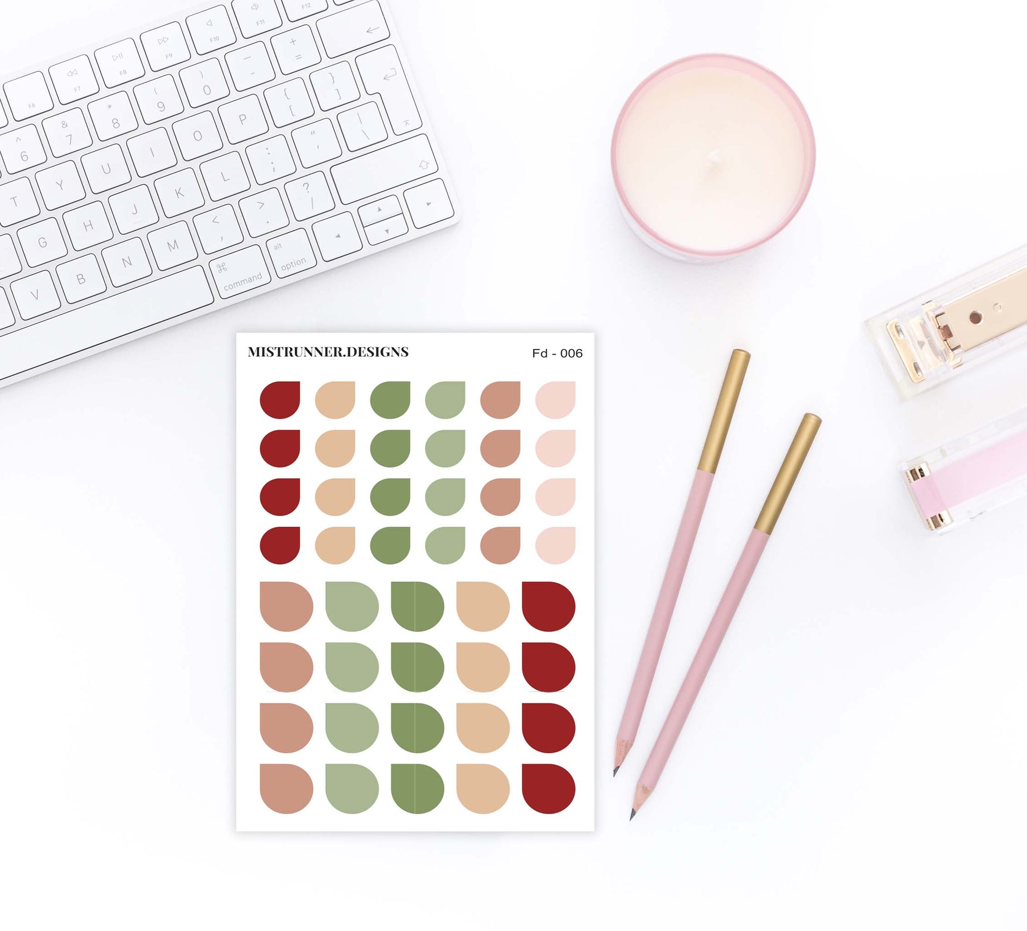 Christmas Color Functional Pastel Color Teardrop Planner Stickers | Mistrunner Designs