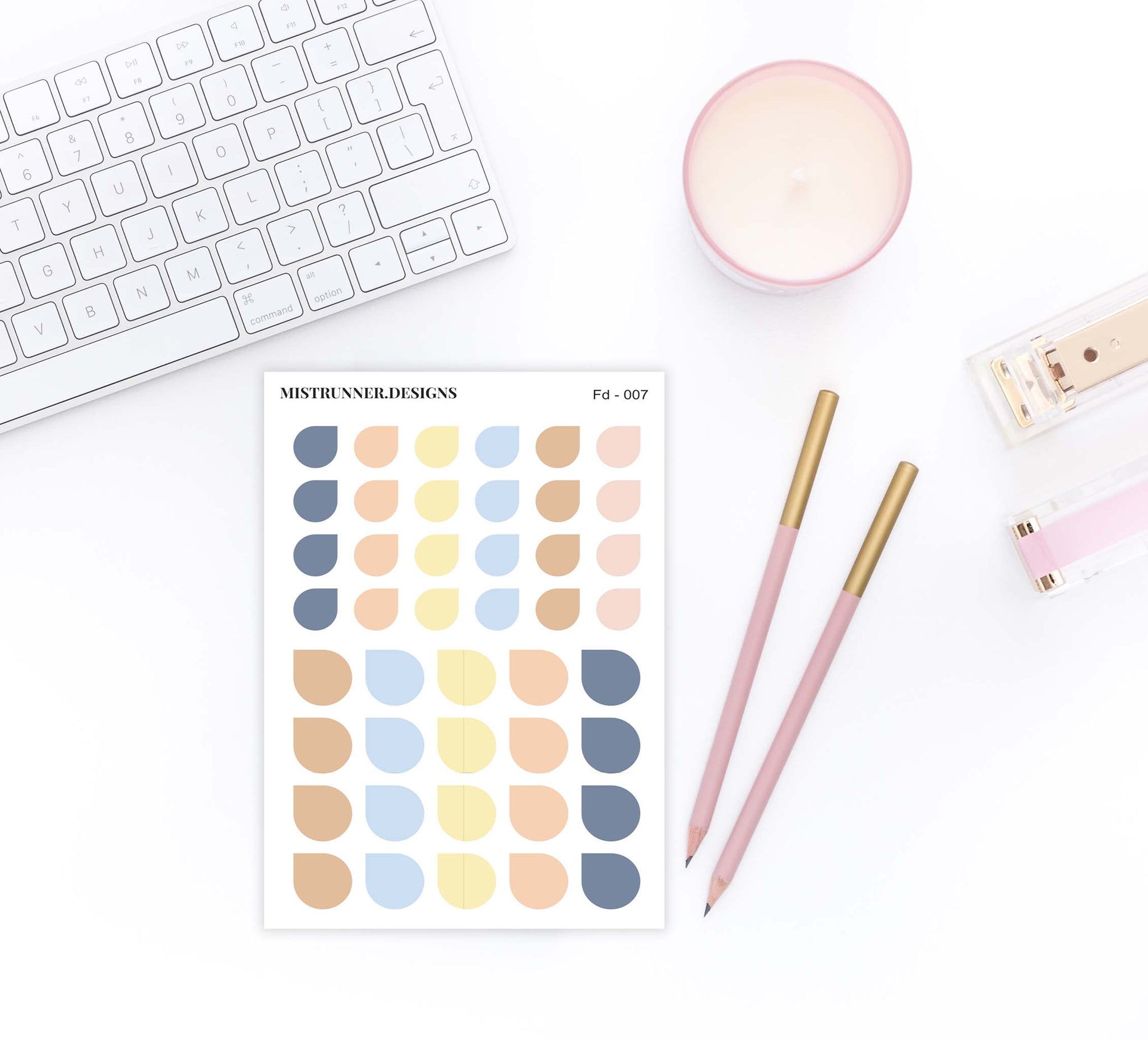 New Year's Celebration Functional Pastel Color Teardrop Planner Stickers | Mistrunner Designs