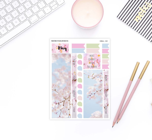 Sakura Blossom Hobonichi Monthly Planner Sticker kit | Mistrunner Designs