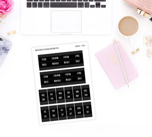 Hobonichi Black Small Tabs Divider Planner Stickers | Mistrunner Designs