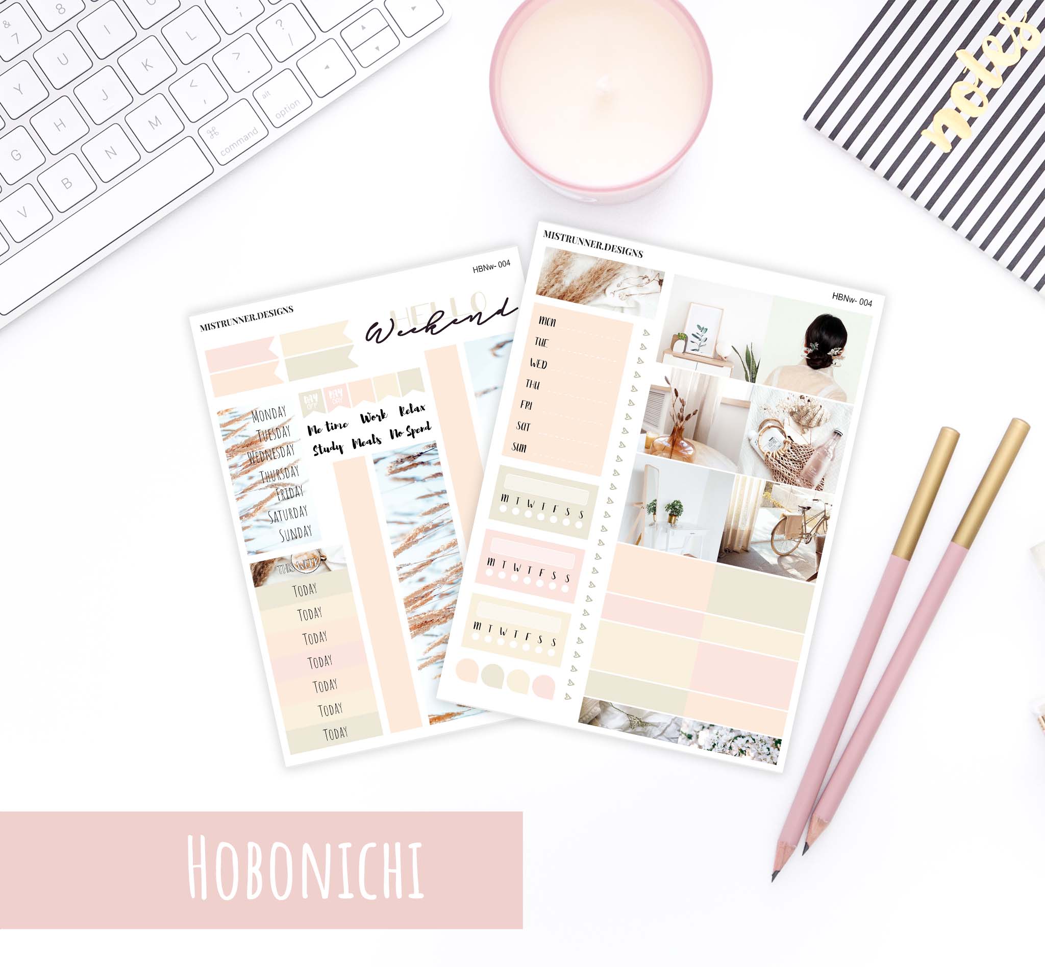 Beige Minimalism Hobonichi Weekly Planner Sticker kit | Mistrunner Designs