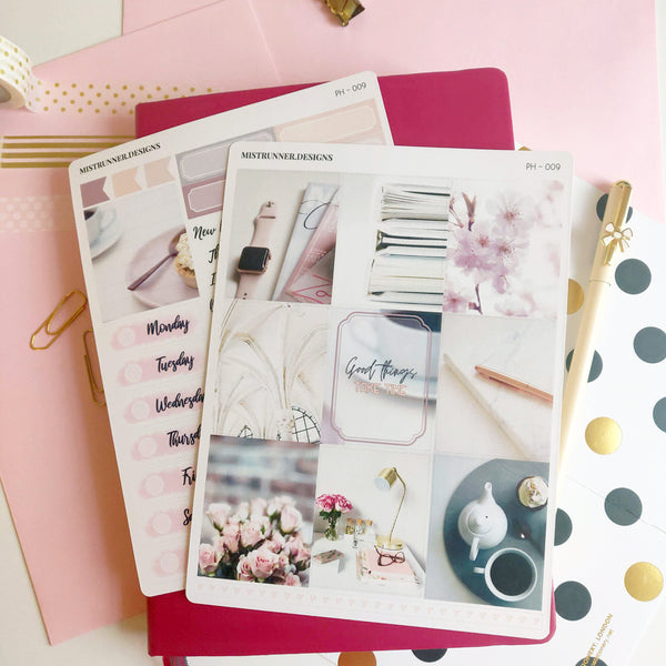 Pink Floral Photo Weekly Planner Sticker kit | Mistrunner Designs
