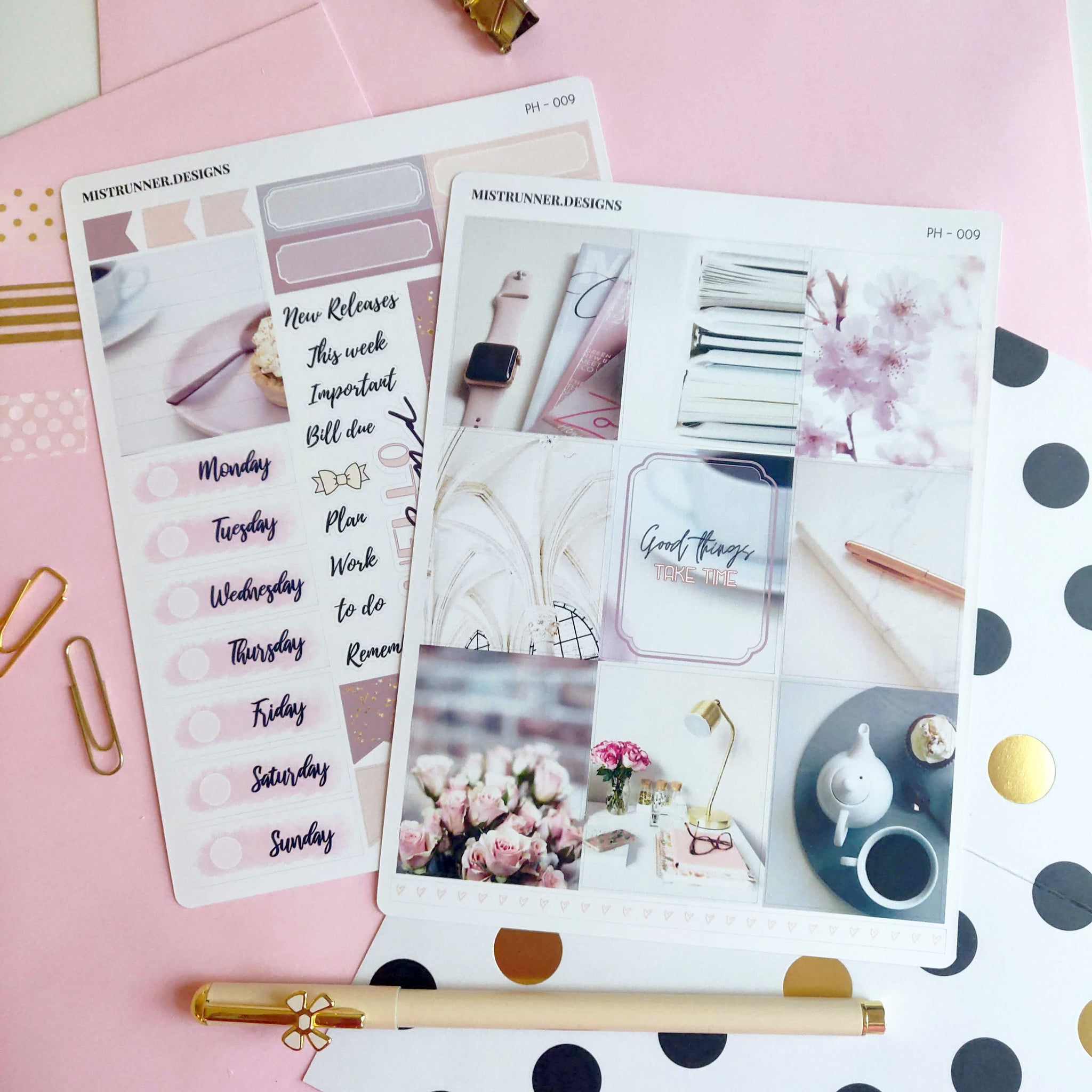 Pink Floral Photo Weekly Planner Sticker kit