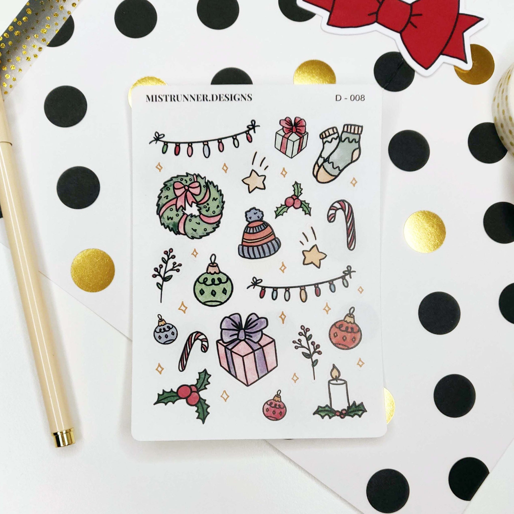 Christmas decor doodle planner stickers by Mistrunner Designs
