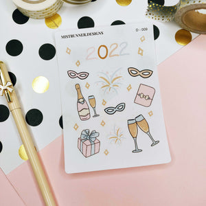 New Year 2022 decorative planner stickers