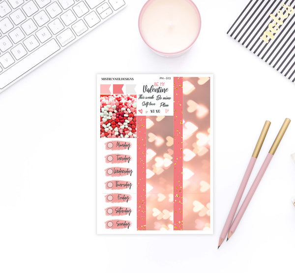 Be my Valentine photo planner sticker washi and date covers from Mistrunner Designs