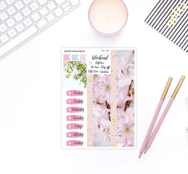 Hanami Picnic Photo Weekly Planner Sticker kit Washi and date covers by Mistrunner Designs