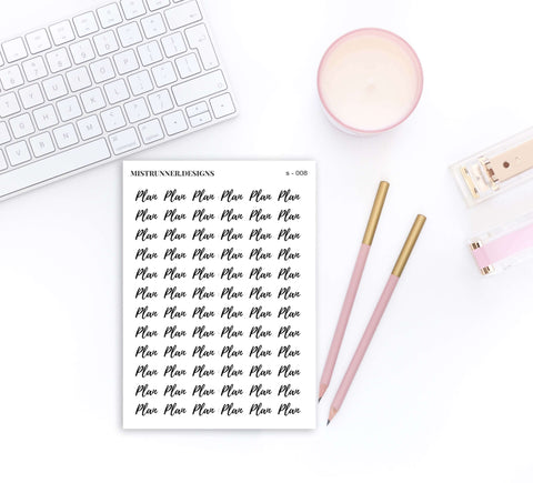 Plan Elegant Script Word Planner Stickers | Mistrunner Designs