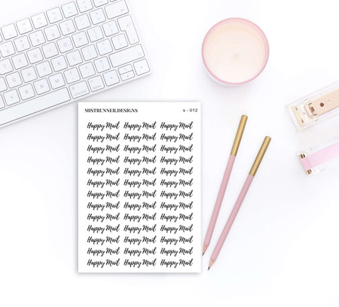 Happy Mail Script Word Planner Stickers | Mistrunner Designs