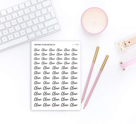 Clean Elegant Script Word Planner Stickers | Mistrunner Designs