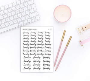 Laundry Elegant Script Word Planner Stickers | Mistrunner Designs